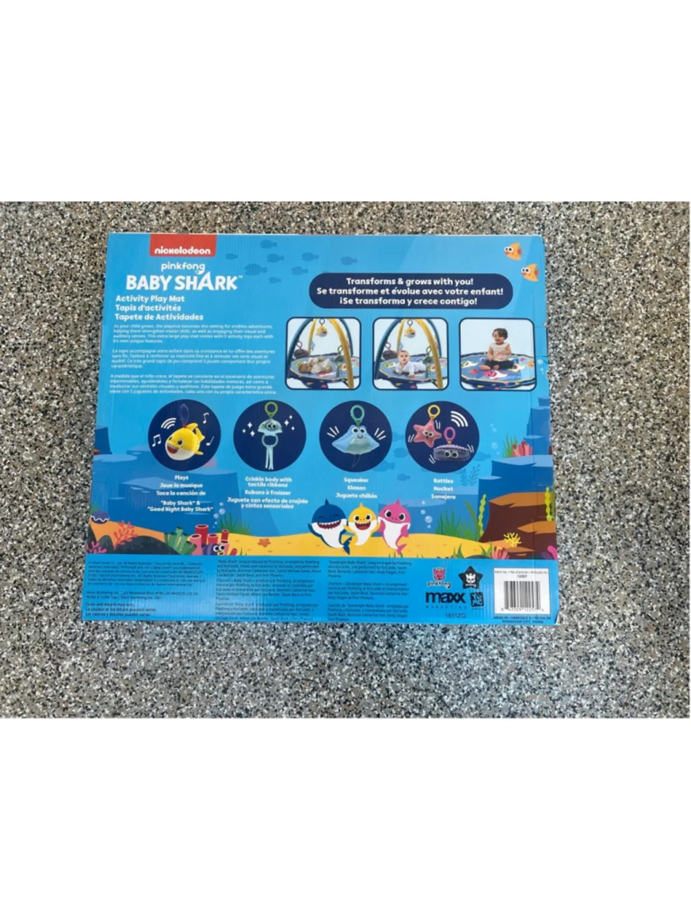 NEW Baby Nickelodeon Pinkfong Baby Shark Activity Play Mat One Size Blue Yellow